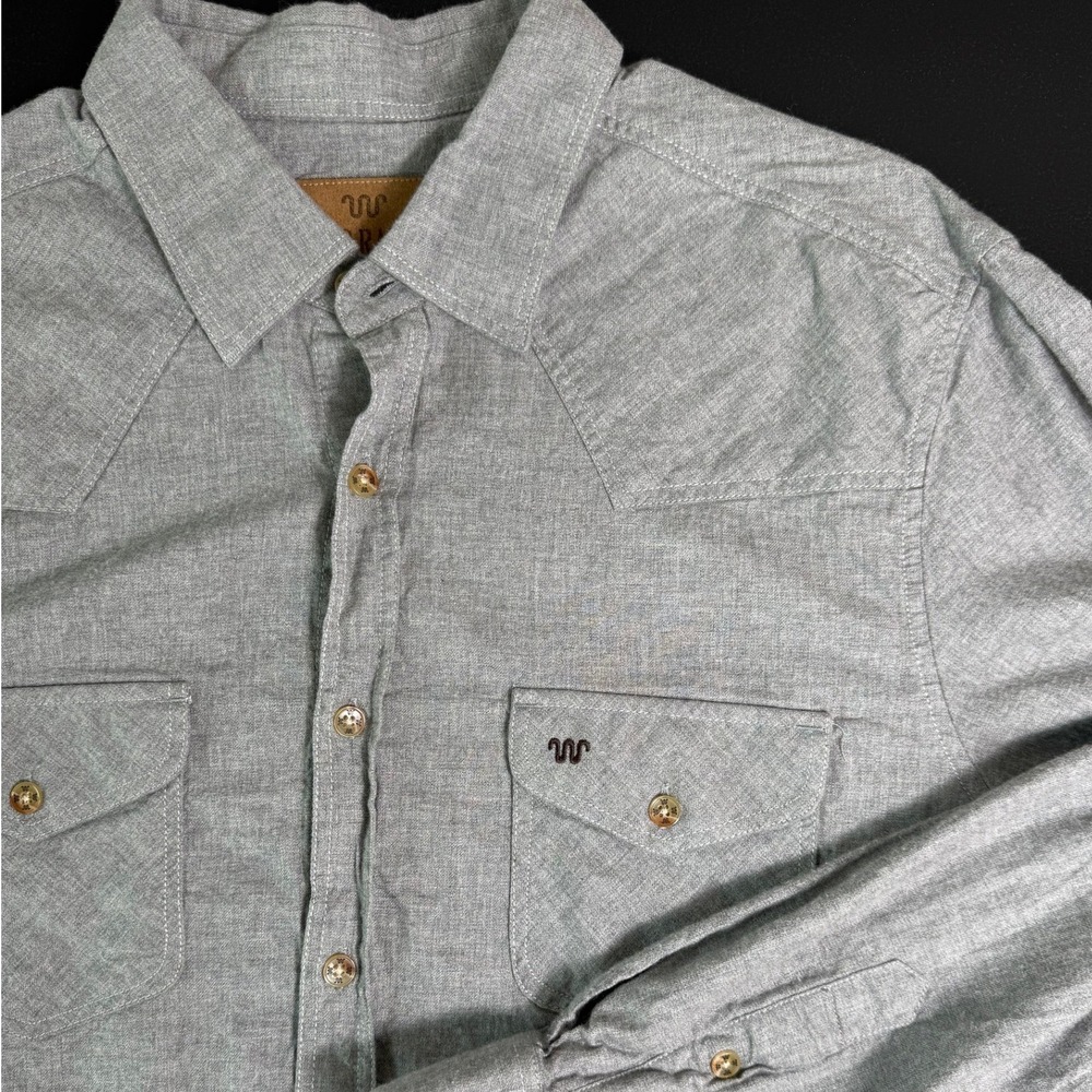 King‎ Ranch Mens Grey Cotton Western Button Down Shirt Long Sleeve 2XL Türkiye